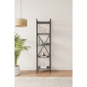 Resim Mobitopya Nilamu 45 cm Kitaplık / Metal Aksamlı / Açık Raf / Organizer / Ofis / Ev / 5 Raflı Kitaplık 