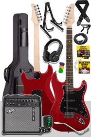 Resim Midex RPH30RD-50AMP 50 W Bluetooth Şarjlı Amfi Kulaklık Full Kırmızı Elektro Gitar Seti 