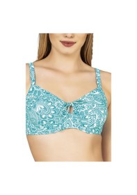 Resim Endeep Kadın Balenli Destekli Şal Desen Yüksek Bel Bikini Takımı Yeşil 