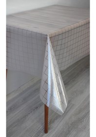 Resim Statik Silinebilir Masa Örtüsü Cam Buzlama 0,18 Kalınlığında Şeffaf Desenli 0012-buzlukare Beyaz 