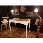 Resim Wooding-Mobilya Wooding 120 Cm Çekmeceli Masif Beyaz Naturel Çalışma Masası 