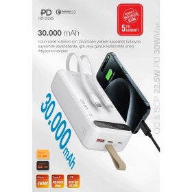 Resim Kensa Hızlı Şarj Powerbank 30.000 Mah - Taşınabilir Güç, Usb-C & Çift Çıkışlı, Dijital Göstergeli Siyah 
