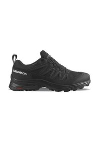 Resim Salomon X Ward Leather Goretex Womens Walking Shoes Lastik Bağcıklı Su Geçirmez Kadın Outdoor Yürüyüş Ayakkabısı Siyah Siyah 