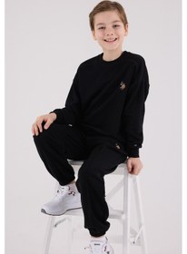 Resim U.S. Polo Assn. Lisanslı Erkek Çocuk Alt Üst 2 Parça Eşofman Takımı Us2228 Siyah 