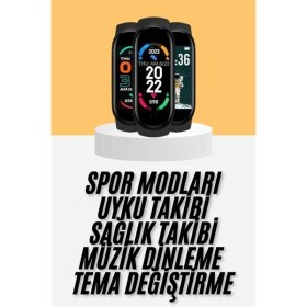 Resim Zengezur M6 Akıllı Bileklik Siyah Adımsayar Spor Takibi Android ve Ios Uyumlu 