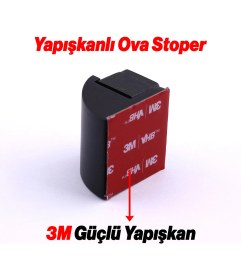 Resim Kapı Stoperi Metal Siyah Oval Model Güçlü Yapışkanlı Kauçuk Başlıklı Kapı Tamponu Durdurucu Koruyucu 