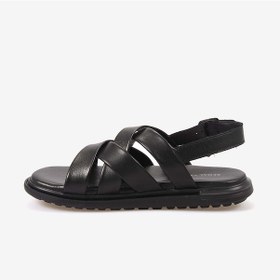 Resim Kemal Tanca Erkek Kauçuk Tabanlı Deri Comfort Günlük Çapraz Bantlı Sandalet 555 siyah 
