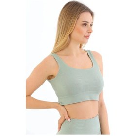 Resim Fantazer Premium Göğüs Toparlayıcı Sarkma Önleyen Spor Günlük Kalın Askılı Pedli Fitilli Crop Büstiyer Mint 