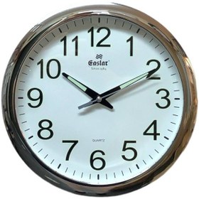 Resim Eastar A3071 Fosforlu Ve Sessiz Duvar Saati 31 Cm Gümüş 