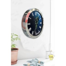 Resim Bahat Krom Çerçeveli Salon Ofis Duvar Saati 36 cm 