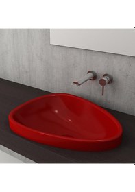 Resim Bocchi Etna Tezgah Üstü Lavabo 58 CM Parlak Kırmızı 1112-019-0125 