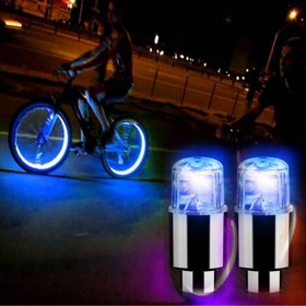 Resim ® Araç ve Bisiklet İçin 2’li Mavi LED Hava Valfi Işık Kapakları–Gece Parlayan Lastik Lambası Sibop Kapağı 
