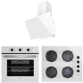 Resim Lanova Mano 2106TW01 - G16400-202 - 3220W6 Beyaz Cam Ankastre Set 