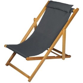 Resim Bysay Ahşap Katlanabilir Taşınır Şezlong. Plaj, Bahçe, Teras, Balkon Şezlongu. Antrasit 