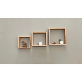 Resim ALWAYSWOODTR Dekoratif Ahşap Duvar Rafı 3`lü 