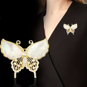 Resim Parıldayan Rhinestone'larla Şık Vintage Kelebek Broş Pimi - Kadınlar için Lüks Alaşım Moda Aksesuarı, Günlük Giyim veya Resmi Etkinlikler için Mükemmel, Kelebek Takı 