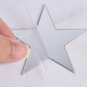 Resim 50 adet Gümüş Akrilik Ayna Duvar Stickerları - Kendinden Yapışkanlı, Çıkarılabilir Dekor Banyo, Yatak Odası, Mutfak, Yurtlar & Daha Fazlası İçin - Geometrik Yıldız Şekli ile Parıltılı Bitiş, Ofis, Spor Salonu 