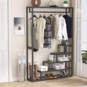 Resim Zizuva Tasarım 180x120x30 CM Ceviz Askılıklı Açık Gardırop 