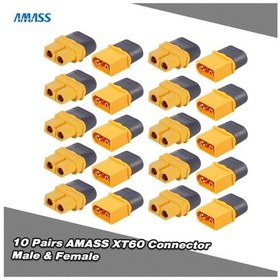 Resim Leezsing Amass Xt60h 60a Akü Bağlantısı Seti 10 Çift - Rc Helikopter, Multirotor Uçaklar İçin Altın Kaplı Bakır - 12awg Kablo Uyumlu 