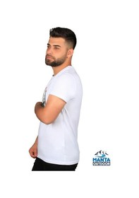 Resim Manta Mnt 2406 S. Yaka Pota Baskılı Erkek T-shirt-23607 Beyaz 