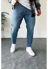 Resim Mavi Boyfriend Pantolon-Erkek Mavi 