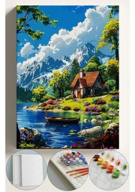 Resim Sayılarla Boyama Seti Numaralı Tuval Fırça Boya 40x50 Cm - Güzel Manzara 