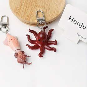 Resim Reçine Karikatür Deniz Canavarı Anahtarlıkları - Quirky Octopus & Squid Anahtarlıkları ile - Hayvan Temalı Bayanlar Anahtarlık Aksesuarları Sırt Çantası, Araba, Günlük Kullanım için - Benzersiz Doğum Günü Hediyesi Tek Parça 