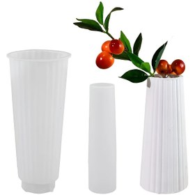 Resim 2 adet Şık Beyaz Ribbed Vazo, Vişne Dalı Tasarımı ile - Silikon Kalıplar, Reçine Kalıpçılığı için, Takı ve Ev Dekoru için Mükemmel, Ev Dekoru Vazo|Süs Vazo|Dayanıklı Vazo 