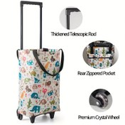 Resim Geniş Kapasiteli Katlanabilir Outdoor Taşınabilir Alışveriş Çantası, Oxford Kumaşli 18.14 KG Taşıma Kapasiteli Küçük Çekmeli Araba 