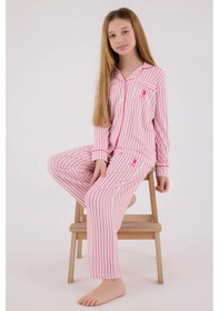 Resim Kız Çocuk Gömlek Pijama Takımı - Açık Fuşya Açık Fuşya 