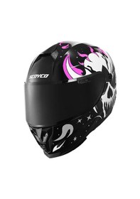Resim Scoyco Double Ve Güneş Vizörlü Full Face Kask Beyaz Siyah Pembe 