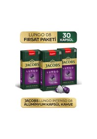 Resim Jacobs Lungo 8 Intenso Nespresso Uyumlu Alüminyum Kapsül Kahve 10 Adet X 3 Paket Kapsül Kahve 