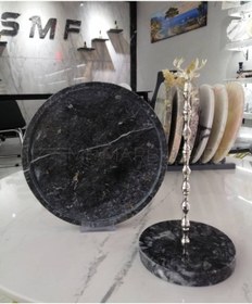 Resim Sümeyra Marble Art Füme Mermer Tabak Ve Füme Tabanlı Mermer Havluluk 2'li Set 