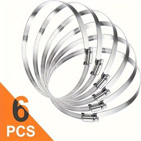 Resim 6 Adet Ayarlanabilir Paslanmaz Çelik Hortum Kelepçeleri - 7.62cm, 10.16cm, & 15.24cm Boyutlar, Korozyona Dayanıklı & Dayanıklı, Geliştirilmiş Tutuş için Zikzak Desenli - Kurutucu Tamirleri, Borular, Yakıt Hatları, Yüzme Havuzu & Filtre Sistemleri için Mükemmel 