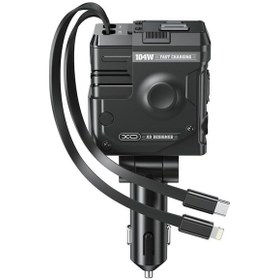 Resim 104w Dahili Type-c Ve Lightning Kablolu Usb-a & Usb-c Çıkışlı Dijital Göstergeli Araç İçi Şarj Aleti 