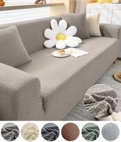 Resim StarMall Tuğla Desen Koltuk Örtüsü Çekyat Kılıfı 3Lü Bir Adet Vizon 