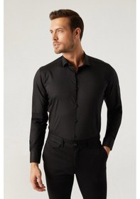 Resim Twn Slim Fit Siyah Düz Gömlek 5ee02ee44288m 001 