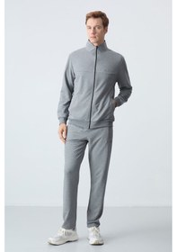 Resim Tommy Life Gri Melanj Pamuklu Kalın Yumuşak Dokulu Comfort Fit Basic Erkek Eşofman Takım - 85260 GRİ MELANJ 