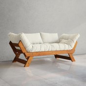 Resim Woodesk Adalar Masif Tik-Kırık Beyaz Renk 2li Kanepe CPT8130-210 