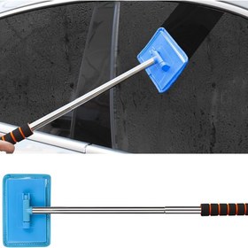 Resim Araba Ön Cam Temizleyici Aracı, Uzatılabilir Sap ve Tekrar Kullanılabilir Mikrofiber Pedli Araç Pencere Temizleme Aracı, Otomotiv Ön Cam Yıkama Aksesuarları, Araçlar İçin Evrensel, Ev İçin Mavi 