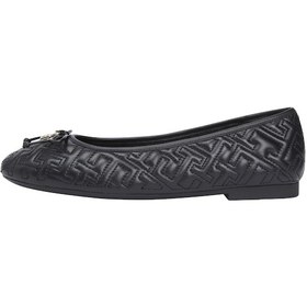 Resim Tommy Hilfiger Th Quılted Ballerına Kadın Siyah Babet - Fw0fw09264 