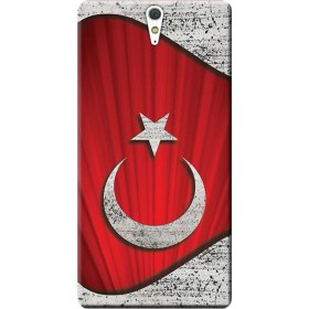 Resim Ceppare Sony Xperia C5 Ultra Kılıf E5553 Desen Baskılı Silikon Kapak Türk Bayrağı Tasarım STK:377 