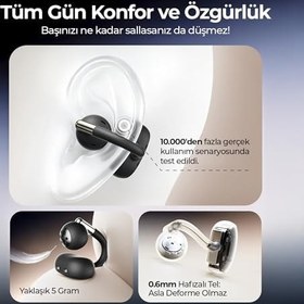 Resim Soundpeats Clip1 Hi-Res LDAC Open-Ear ENC OWS Bluetooth 5.4 Kablosuz Kulaklık Siyah 