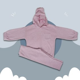 Resim Kapüşonlu Pembe Alt Üst Takım 