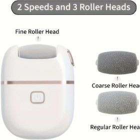 Resim 2'si 1 Arada USB Şarjlı Ayak Peeling Seti, 3 Değiştirilebilir Silindir Başlığı, Plastik Malzeme, 500mAh Şarj Edilebilir Lityum Pil, Kuru Ciltler İçin Uygun, Kokusuz 