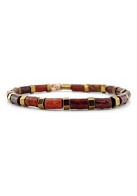 Resim Solfera Terra Red Jasper Hematit Doğal Taş Erkek Bileklik J0245 Çok Renkli 