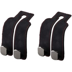 Resim Ranyeek Araba Koltuk Arka Çift Metal Kanca - Telefon Tutucu Ve Çanta Asıcı, Siyah Tüylü Deri, Logo Yok, 2 Adet Paket 