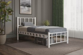 Resim Argimo Zambak Tek Kişilik Ferforje Metal Karyola - 100x200 / Beyaz 