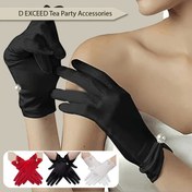 Resim ED EXCEED 1 Çift/2 Çift Polyester Eldiven Kısa Düğün Eldiveni Fiyonklu Bilek Boyu Gelin Eldiveni Opera, Resmi Kıyafet, Banket, Çay Partisi İçin Şık Eldiven 