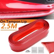 Resim BYKOPUZ Kırmızı Renkli 2,5 Metre Araba Oto Ön Tampon Koruyucu Kauçuk Pratik Tampon Şerit Bant Döşeme Kiti (5 